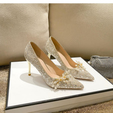 Mulheres strass salto alto sapatos de casamento noiva salto alto casamento bombas pontiagudas, usado comprar usado  Enviando para Brazil