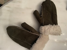 Sheepskin mittens brown for sale  GLOSSOP