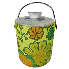 Balde de gelo isolado vintage com tampa papel de parede flor anos 70 amarelo laranja texturizado comprar usado  Enviando para Brazil