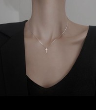 Pingente de colar cruzado de prata esterlina 925 com corrente feminino 45cm comprar usado  Enviando para Brazil