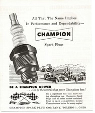 Velas de ignição 1951 CHAMPION arte de carro de corrida anúncio impresso vintage comprar usado  Enviando para Brazil