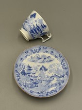 Antigo século XIX. Xícara e pires ingleses Staffordshire Copeland azul e branco comprar usado  Enviando para Brazil