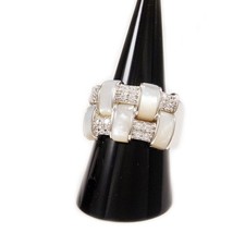 Usado, ANEL FEMININO MOTHER OF PEARL CZ 925 PRATA ESTERLINA ROBUSTO MODA GF-19989WT comprar usado  Enviando para Brazil