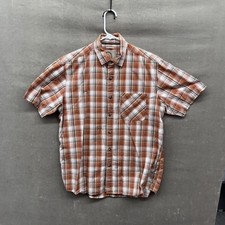 Usado, Camisa masculina GH Bass Earth marrom média laranja xadrez manga curta botão para cima casual comprar usado  Enviando para Brazil