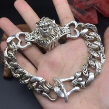 Pulseira de prata vintage indígena feita à mão cabeça de leão 125013951 comprar usado  Enviando para Brazil