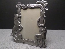 Foto Mustang Cowboy HK Perfect Western Horses moldura prata estanho 6" x 4" comprar usado  Enviando para Brazil