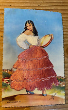 VESTIDO DE SEDA BORDADO FLAMENCO - ANDALUZIA - CARTÃO POSTAL (192) comprar usado  Enviando para Brazil