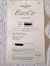 Certificato origine patek usato  Italia