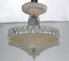 Luminária de teto de vidro antiga Art Deco montagem semi nivelada rosa claro e pêssego comprar usado  Enviando para Brazil