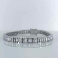 Usado, Pulseira de tênis feminina presente moissanita corte baguete 8 quilates folheada a ouro branco 14k comprar usado  Enviando para Brazil