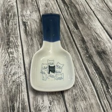 Vintage Otagiri White & Blue Ceramic Black Cat Spoon Rest Cats for sale  Chapel Hill