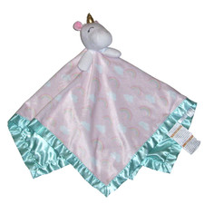 Cobertor de bebê Just Born unicórnio nuvem arco-íris cetim rosa segurança aquática Lovey 24" comprar usado  Enviando para Brazil