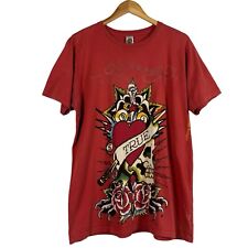Camiseta Christian Audigier espada caveira vermelha gráfica Y2K Ed Hardy masculina G comprar usado  Enviando para Brazil