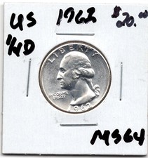 Moeda de prata 1962 EUA 1/4 dólar - BU comprar usado  Enviando para Brazil