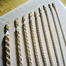 Usado, COLAR E PULSEIRA DE CORRENTE DE CORDA DE PRATA ESTERLINA 925 MASCULINO E FEMININO 1MM-7MM 7"-30" comprar usado  Enviando para Brazil