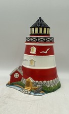 Jarro de biscoito náutico vintage vermelho branco verde farol decorativo comprar usado  Enviando para Brazil