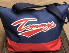 Bolsa tote Tommy Hilfiger vintage década de 1980 de lona feita nos EUA letras de feltro 18x13 comprar usado  Enviando para Brazil