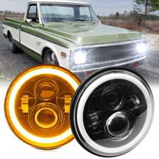 Par Halo 7" polegadas faróis de LED redondos feixe Hi/Lo DRL compatível com Chevy Truck Camaro C10 comprar usado  Enviando para Brazil