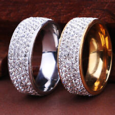 Anillo de acero inoxidable oro plata cristal hombres mujeres boda anillos para dedos banda I segunda mano  Embacar hacia Mexico