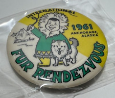 RARO 1961 Anchorage Alaska Fur Rendezvous Rondy Pin Back - ¡¡Hermoso!!! segunda mano  Embacar hacia Argentina