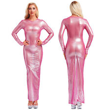 Vestido maxi feminino sexy transparente manga longa metálico brilhante transparente Bodycon comprar usado  Enviando para Brazil