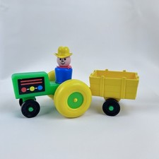 Vintage Fisher Price Little People Green Farm Trator e Carrinho de Reboque com Fazendeiro comprar usado  Enviando para Brazil