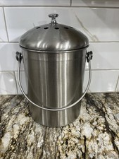 Balde de composto de aço inoxidável bancada de cozinha 1,3 galão lixeira 11 1/4" H muito bom estado usado comprar usado  Enviando para Brazil