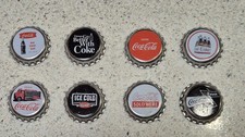 LOTE DE 8 ÍMÃS DE GELADEIRA VINTAGE COM TAMPA DE GARRAFA DE COCA COLA comprar usado  Enviando para Brazil