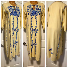 VESTIDO BOHO ÉTNICO BORDADO AZUL RAIOM AMARELO IMPORTADO ANOS 80 VINTAGE TAMANHO P-M comprar usado  Enviando para Brazil