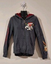 Usado, Jaqueta com capuz feminina ED HARDY CHRISTIAN AUDIGIER média Y2K forrada de pele sintética com capuz comprar usado  Enviando para Brazil