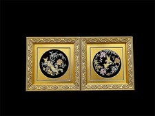Deslumbrante fio de ouro chinês bordado de seda pássaros flores fênix, par comprar usado  Enviando para Brazil