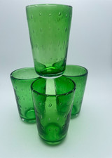 Copos de vidro soprado bolha verde Murano 7 oz Itália S/4 1970" B9 comprar usado  Enviando para Brazil