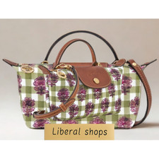 Bolsa de ombro Le Pliage XS padrão xadrez floral verde marrom 17 x 11 x 6cm saída comprar usado  Enviando para Brazil