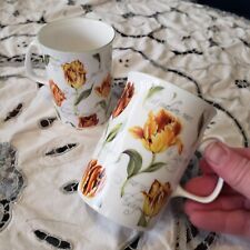 2 canecas de porcelana rosa da Inglaterra osso fino aro verde design tulipa PARROT TULIP comprar usado  Enviando para Brazil