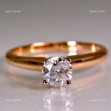 Anel de casamento solitário de ouro rosa 14K redondo diamante cultivado em laboratório nascimento de abril moderno comprar usado  Enviando para Brazil