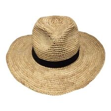 Sombrero de Viaje J CREW Alambre Borde Flexible Tejido Tono Trigo Rafia Sol con Acento Negro segunda mano  Embacar hacia Argentina