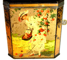 RARO ANTIGO DOCE/BISCOITO/LATA DE CHÁ ART DÉCO MAÇÃS CEREJAS AMEIXAS FLAPPER SENHORAS comprar usado  Enviando para Brazil