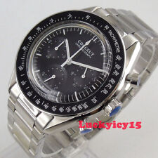 Relógio masculino 40mm Corgeut mostrador preto pulseira de vidro arqueado cronógrafo completo 176B, usado comprar usado  Enviando para Brazil