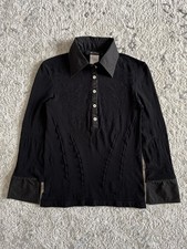 Women’s Max Mara Knit Polo Blouse Top Shirt Black Made In Italy Size S na sprzedaż  PL