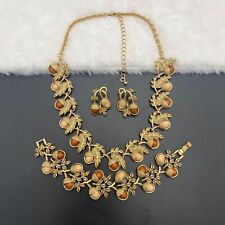 Elegante conjunto de joyas collar pulsera pendientes vintage de mediados de siglo noble para damas segunda mano  Embacar hacia Mexico