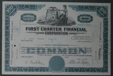 First Charter Financial Corporation 1975 100 akcji na sprzedaż First Charter Financial Corporation 1975 100 akcji na sprzedaż  Wysyłka do Poland