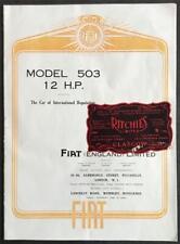 Folheto de vendas de carros FIAT 503 12HP SEP-OUT 1926 comprar usado  Enviando para Brazil