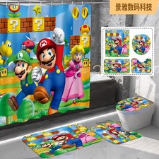 Usado, Cortina de chuveiro impermeável Super Mario com capa de tapete conjunto de tapete decoração de banheiro comprar usado  Enviando para Brazil