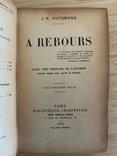 Huysmans rebours 1918 d'occasion  Paris XV