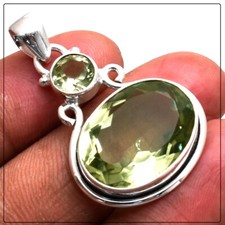 Atemberaubend Grün Amethyst Edelstein 925 Sterling Silber Handgemacht Anhänger comprar usado  Enviando para Brazil
