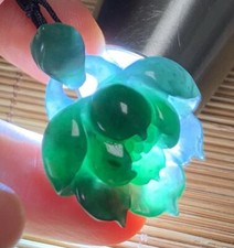 Pingente de jadeíta verde birmânia natural certificado flor rosa lótus 418649 comprar usado  Enviando para Brazil