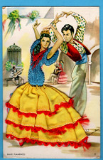Cartão postal bordado de seda vintage dançarinos de flamenco, assinado por ELSI GUMIER, Espanha comprar usado  Enviando para Brazil