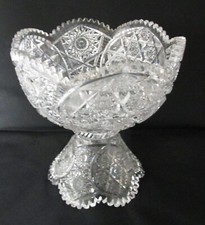 Tigela perfurada de vidro antiga AMÉRICA corte brilhante com suporte, padrão raro c. 1890 comprar usado  Enviando para Brazil