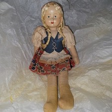 Muñeca Trapo Polonia Antigua Años 30 Años 40 Cara Pintada 12" Celuloide y Tela  segunda mano  Embacar hacia Mexico