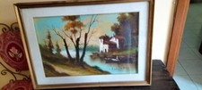 Quadro "casa sul lago" su tela del 1982 firmato Indelicato comprar usado  Enviando para Brazil